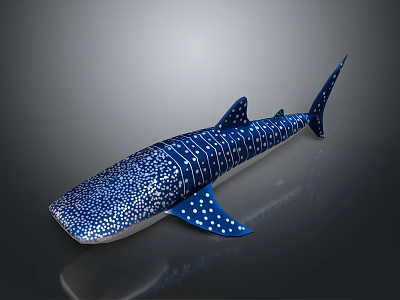 Whale Shark With Smooth Blue Body White Spots And Stripes On Dark Background 3d model