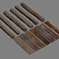 Natural Stone and Wood Logs Planks with Rustic Textures for Decor Projects 3d model