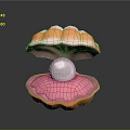 Colorful Clam With Open Pink And Orange Shell Holding White Pearl
