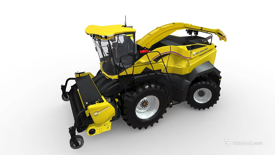 Modern Yellow And Black Agricultural Harvester With Large Wheels For Efficient Farm Harvesting 3d model 