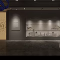 Museum Exhibition Hall Interior With Glass Display Case And Artifacts Exhibits Lighting