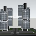 Modern Office Building With Glass Curtain Walls Two Connected Towers And Green Spaces Entrance Driveways