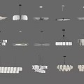 Assorted Modern Pendant Lights With Diverse Shapes And White Design Elements 3d model