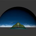 Cartoon Scene With Christ the Redeemer Statue Green Hills Blue Ocean Boats And Airplanes