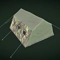 Outdoor Camouflage Sunshade Canopy With Multiple Windows And Support Ropes Design 3d model