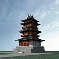 Ancient Architecture Traditional Chinese Pagoda With Multi story Wooden Balconies And Curved Eaves