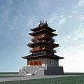 Chinese ancient building sutra depository pavilion pavilion 3d model