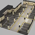Well Lit Indoor Parking Garage With Directional Arrows Yellow White Lines And Marked Spaces