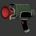 Unique Green Weapon Featuring Red Horn Shaped Part And Black Grip