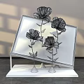 Floral Painting With Golden Flowers On Display Stand As Artistic Photo Check-in Spot