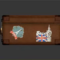 Vintage Leather Suitcase With Decorative Travel Stickers And Brass Lock Details For Living Essentials