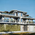Modern Detached Villa Exterior Design With Balconies Greenery And Glass Windows