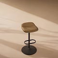 Modern Brown Bar Stool With Black Base On Light Colored Floor And Shadow Effects 3d model