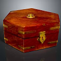 Vintage Red Wooden Clothing Storage Box With Gold Anchor And Metal Accents