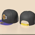 Dark Gray Snapback Cap With Purple Brim Lakers Logo And Yellow Back Label