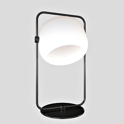 Modern Table Lamp With Black Metal Frame And White Shade Minimalist Design 3d model