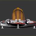 Futuristic Orange And White Spacecraft With Transparent Cockpit And Wings
