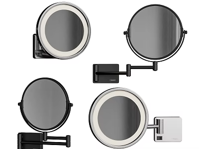 Modern Wall Mounted Illuminated Mirrors With Adjustable Arm And Round Design 3d model