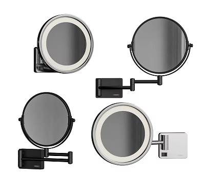 Modern Wall Mounted Illuminated Mirrors With Adjustable Arm And Round Design 3d model