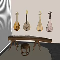 Musical Instruments Guzheng Pipa Guitar 3d model