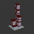 Modern Architectural Tower Design With Red And White Glass Facade And Multi Level Irregular Structure