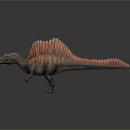 Colorful Sail Backed Dinosaur Model With Red Black Stripes And Detailed Texture