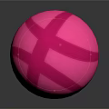 Glossy Decorative Pink Sphere With Intersecting Stripes And Textured Surface