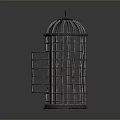 Classic Metal Birdcage With Cylindrical Frame Intricate Metal Bars And Hanging Hook
