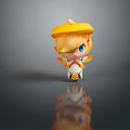 Cute Winged Cartoon Character With Yellow Hat Blonde Hair Blue Eyes And Orange White Outfit