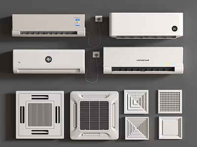Air Conditioner Fan Collection Featuring Wall Mounted Ceiling Styles And Modern Panel Designs 3d model