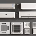 Air Conditioner Fan Collection Featuring Wall Mounted Ceiling Styles And Modern Panel Designs 3d model
