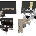 Modern Office Desk Designs With Computers Chairs And Storage Cabinets Accessories