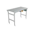 Industrial Metal Frame Roller Conveyor Table With Silver Rollers And Adjustable Legs 3d model