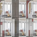 Modern Geometric Partition Design For Living Room With Mirror And Decor Elements 3d model