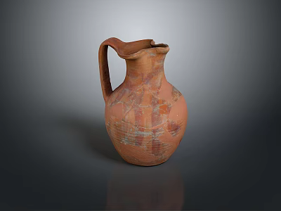 Traditional Terracotta Pitcher Sculpture Carving With Intricate Patterns And Handle Design 3d model