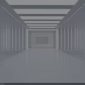White Modern Corridor With Columns Rectangular Ceiling Lights Smooth Floor And Frame Structure At End 3d model