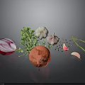 Fresh Vegetables and Herbs with Onion Garlic Thyme Rosemary and Pepper
