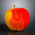 Fresh Red And Yellow Striped Apple On Dark Background With Shiny Surface