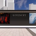Window Display with Ice Cave Themed Background and Mannequin in Elegant Long Dress