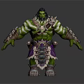 Muscular Green Skinned Game Movie Character With Ornate Armor And Striped Design