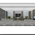 Modern Luxury Sales Office Lobby With Real Estate Sand Table And Elegant Green Plant Decorations