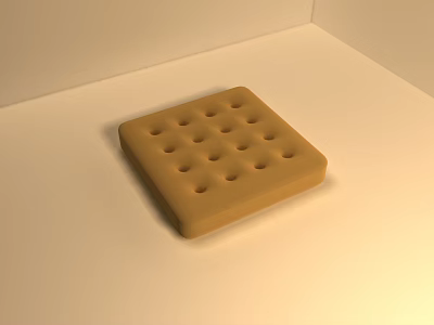 Square Light Brown Biscuit With Small Holes On Surface Placed On White Background 3d model