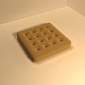 Square Light Brown Biscuit With Small Holes On Surface Placed On White Background 3d model