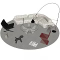 Modern Sofa and Coffee Table Set with Star Shaped Table Black Chair and Floor Lamp