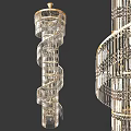 Luxurious Spiral Crystal Chandelier With Golden Frame And Sparkling Design