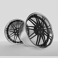 Stylish Modern Alloy Car Wheel Rims Featuring Black Spokes And Silver Shiny Edges