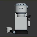 Sleek Modern Silver Blue Coffee Machine With Portafilter And Control Panel 3d model