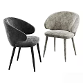 Velvet Leisure Chairs with Navy and Gray Upholstery Curved Back and Slim Legs