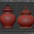 Vintage Decorative Ornament Set With Two Lidded Jars And Floral Patterns