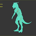 Orange Horned Muscular Dinosaur Like Game Movie Character With Standing Pose And Sharp Claws
